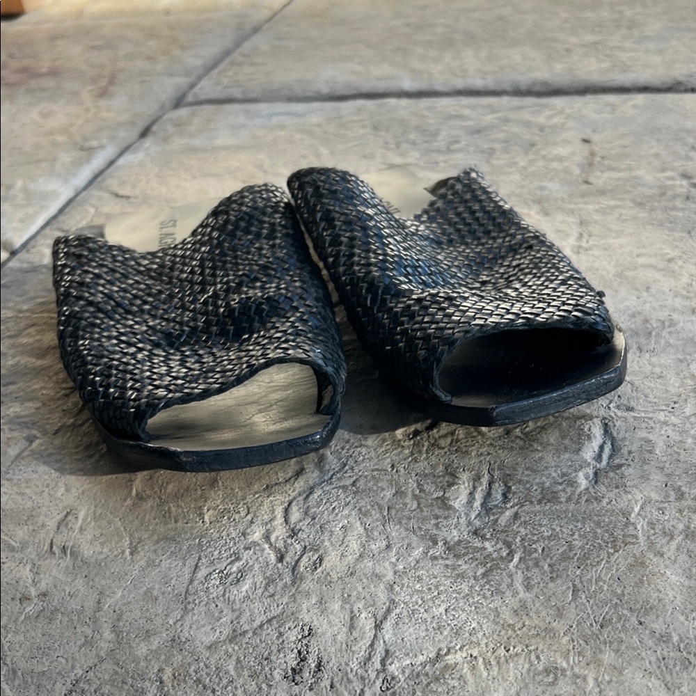 St. Agni Black Woven Sandals